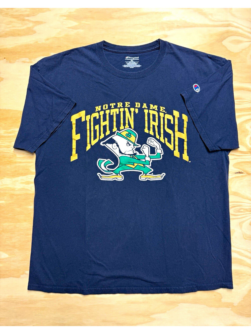 Champion Notre Dame Fighting Irish NCAA Graphic T-Shirt Navy Blue Size XL